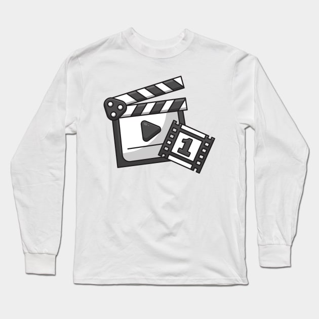 Clapper Board Long Sleeve T-Shirt by fflat hds